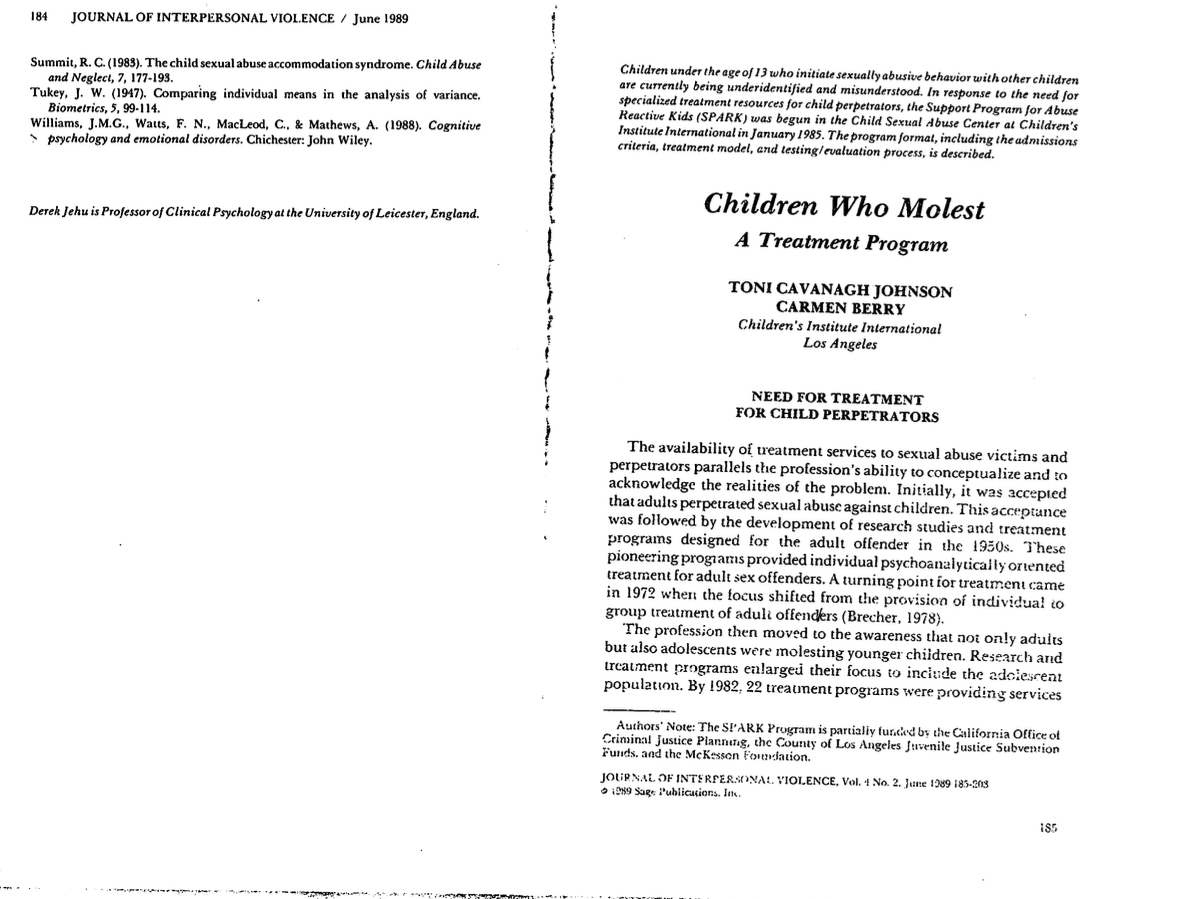 Children Who Molest: A Treatment Program